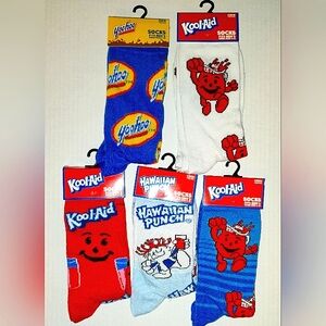5 Pairs Kool-Aid Hawaiian Punch Yoohoo Themed Novelty Socks Unisex NWT